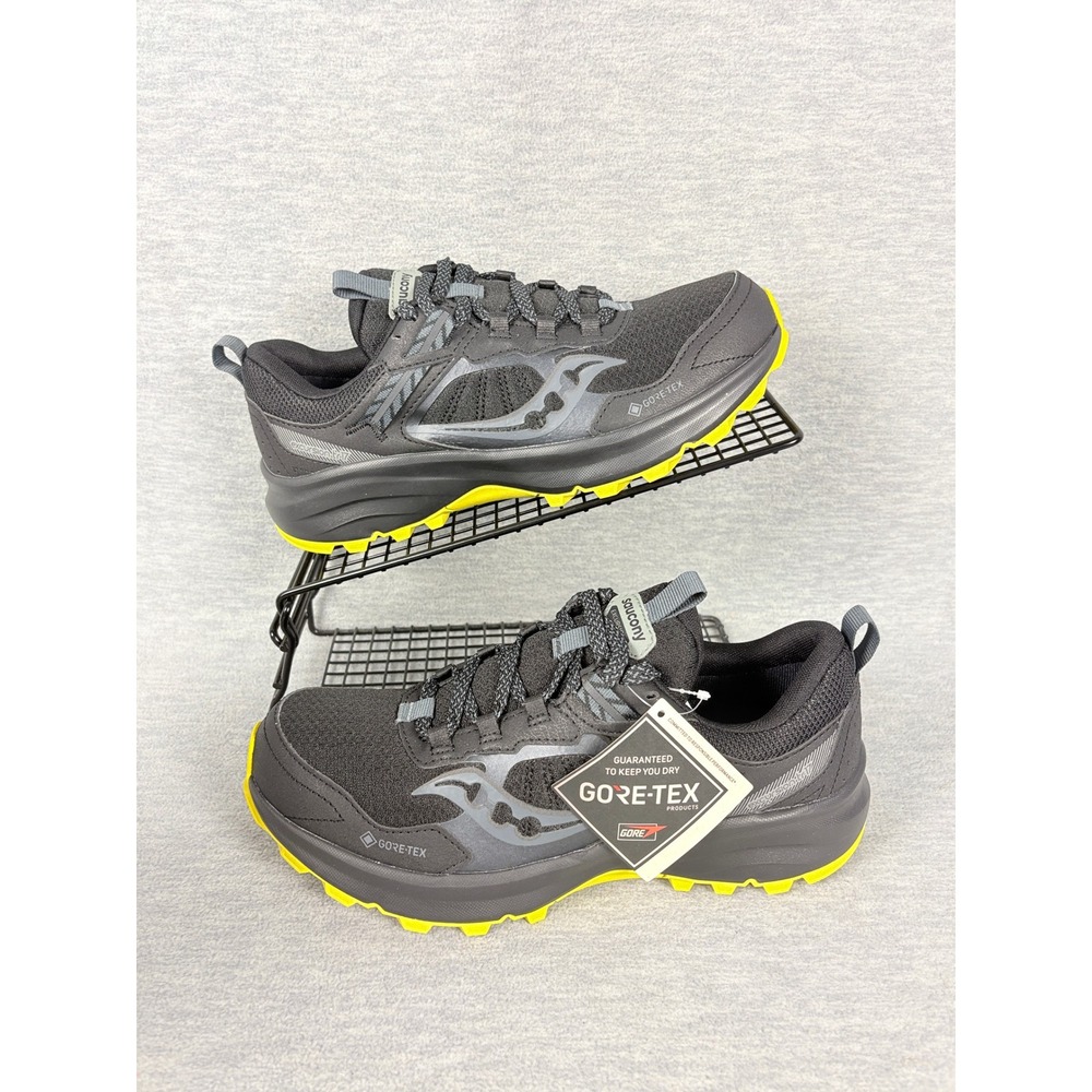 Saucony Excursion TR17 GTX Trail Sneakers Mens 7 Black Yellow Outdoors Gore-Tex - Picture 12 of 15